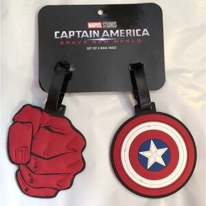 NEW, WITH TAGS Marvel Studios Captain America Set Of 2 Bag Tags Brave New World